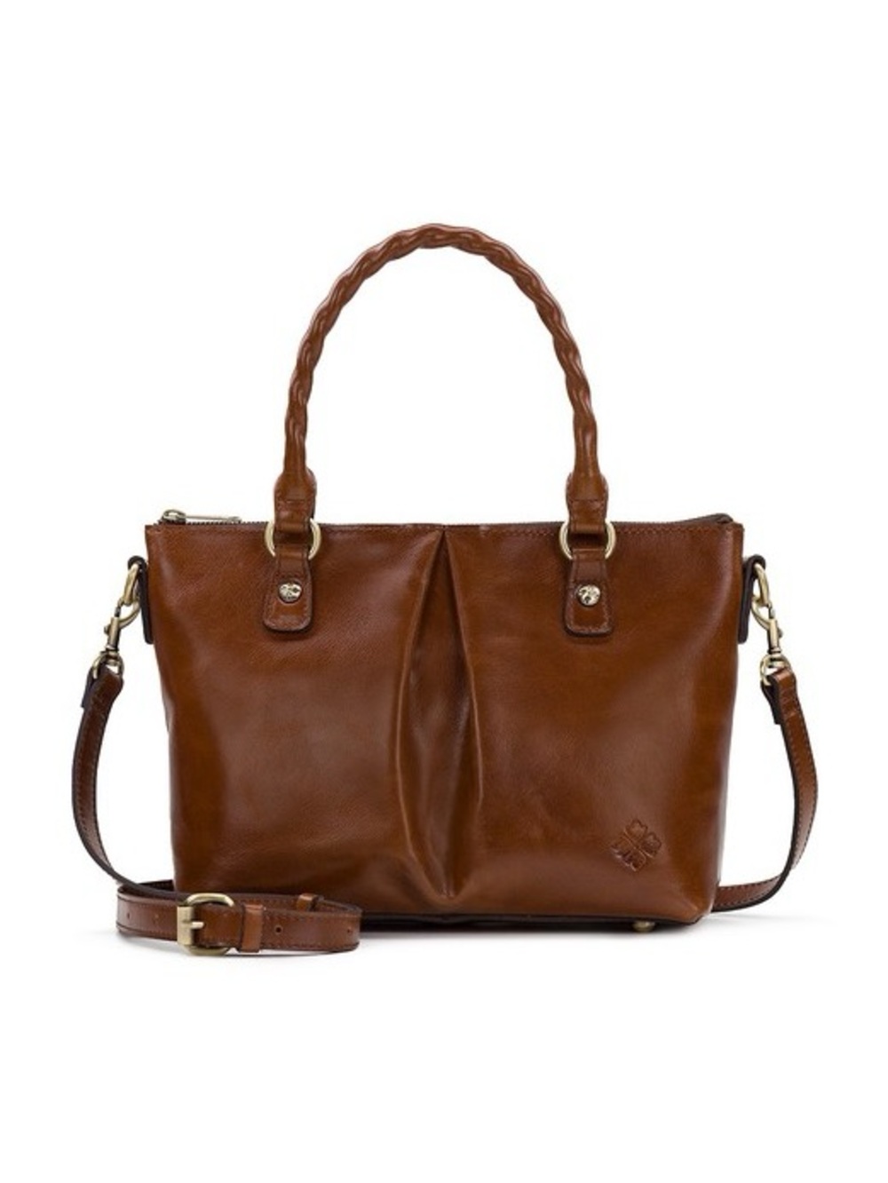 Patricia Nash Chestnut Brown Braided-Handle Leather Satchel - Picture 3 of 6